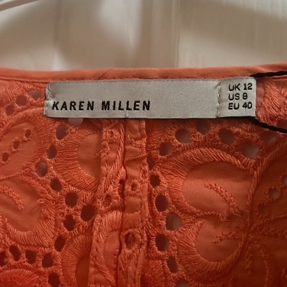 Karen Millen Coral Cotton Embroidered Eyelet Jacket NWT size 8 - Picture 2 of 10